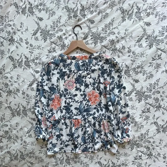 LOFT Floral Blouse - Blue and Pink - Picture 6 of 8